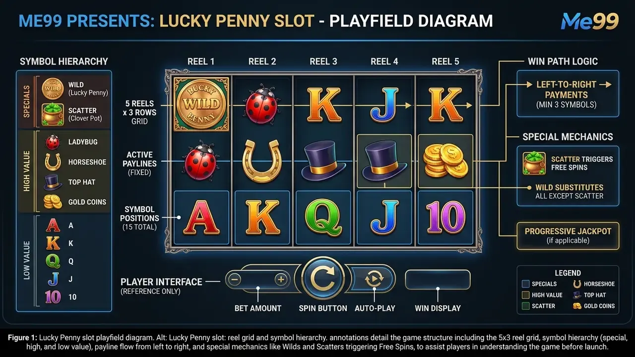 Lucky Penny slot: reel grid and symbol hierarchy